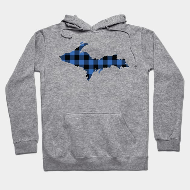 Upper Peninsula of Michigan Blue Flannel State Hoodie by DoctorWatsonDesigns